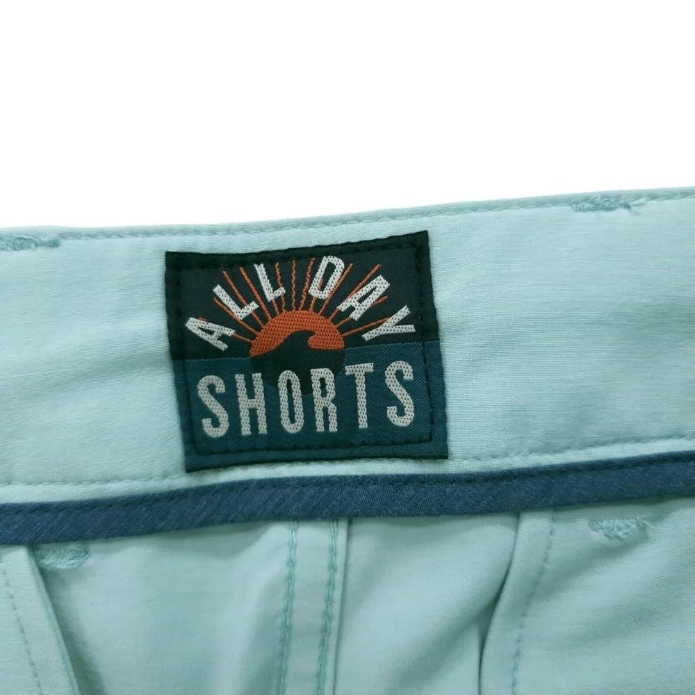 NWT FAHERTY All Day Casual Shorts SEAFOAM Pale Blue 8.5